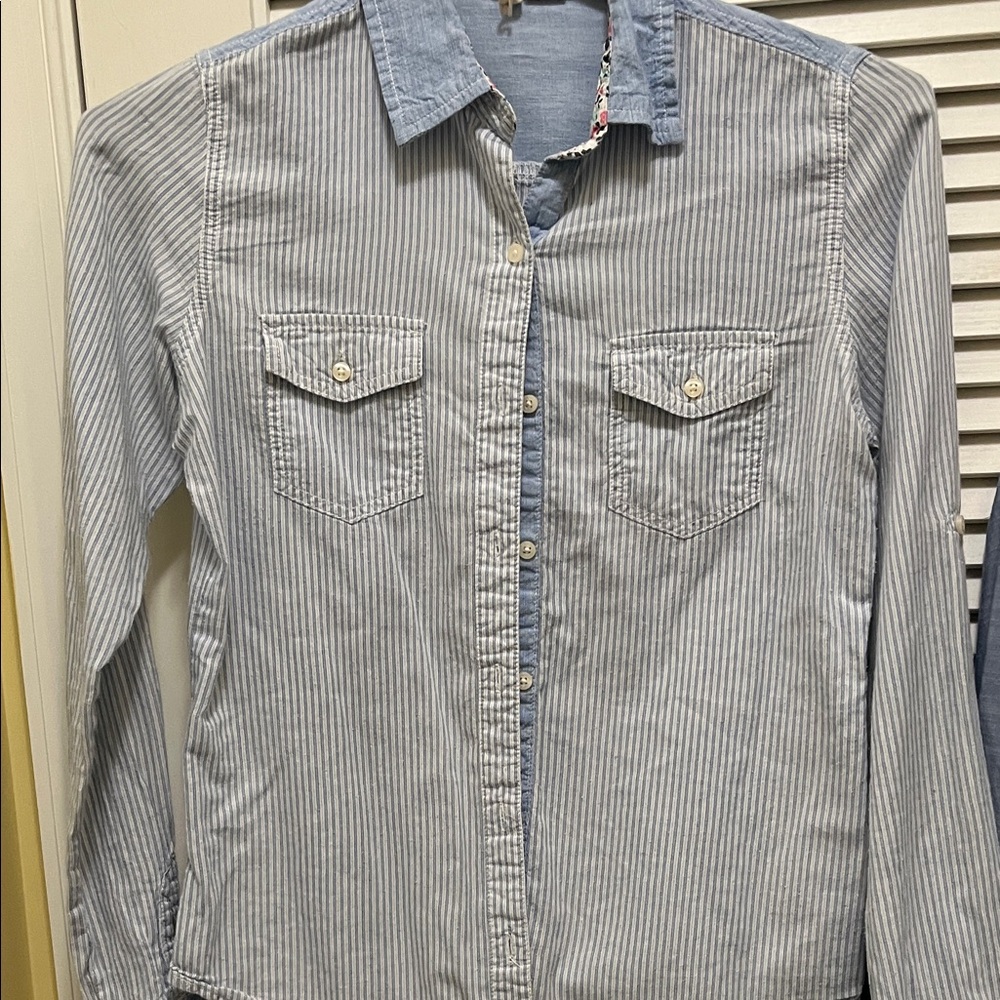 Striped And Solid Button-Up Shirts With Jeans - image 2